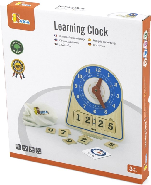 Розвиваюча таблиця Viga Montessori Learning Clock (6971608445477) - зображення 1