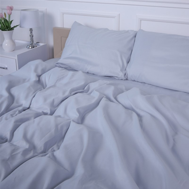 Акція на Комплект постільної білизни MirSon King Size 200x220 см №14-4102 Glacier Gray Однотонний Mikrosatin від Rozetka