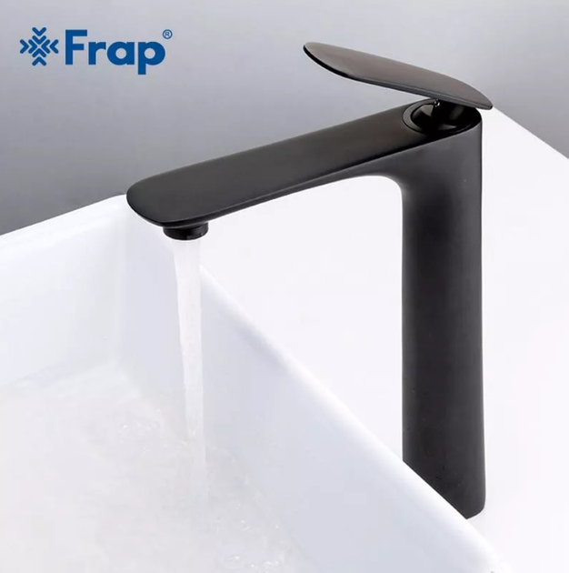 Смеситель для умывальника Frap F1052-57 высокий, черный - изображение 2