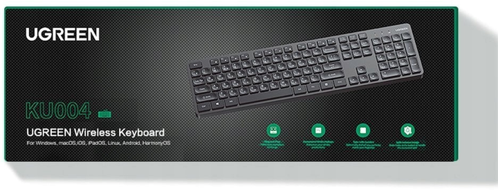 Klawiatura bezprzewodowa Ugreen KU004 Wireless Black (6957303892501) - obraz 7