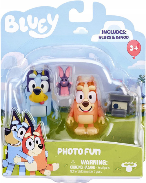 Zestaw Moose Bluey Zabawa w Fotografa 2 figurki Bluey + Bingo 6.4 cm (0630996130476) - obraz 1