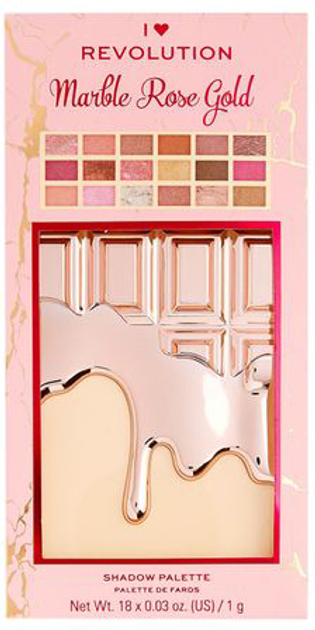 Paleta cieni do powiek I Heart Revolution Marble Rose Gold Chocolate 18 cieni 18 g (5057566294546) - obraz 1