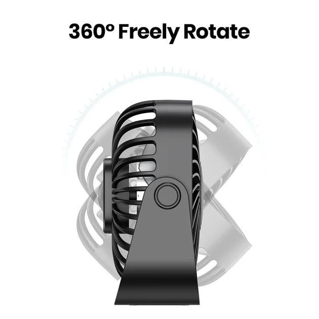 Портативный USB мини-вентилятор Topk с вращением на 360° Black - изображение 2