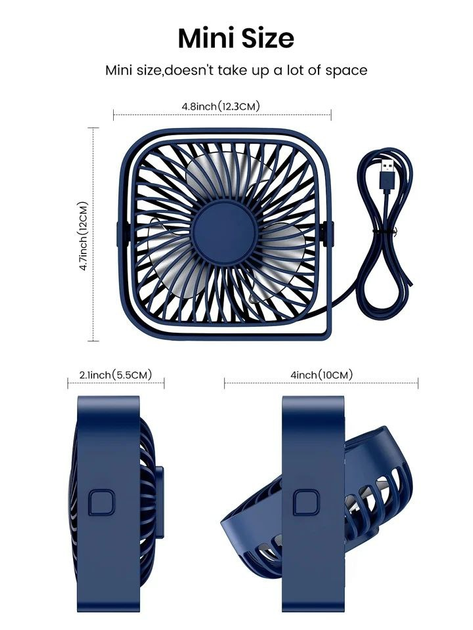 Портативный USB мини-вентилятор Topk с вращением на 360° Blue - Фото 3 Портативный USB мини-вентилятор Topk с вращением на 360° Blue - изображение 3