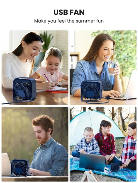 Портативный USB мини-вентилятор Topk с вращением на 360° Blue - Фото 5 Портативный USB мини-вентилятор Topk с вращением на 360° Blue - изображение 5
