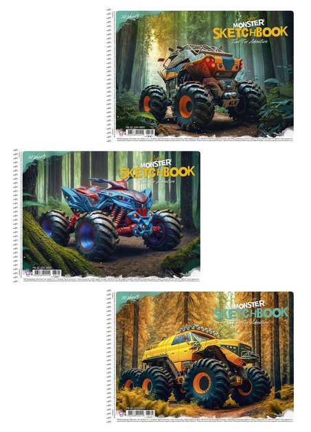 Набір альбомів для малювання 3 шт. Super monster. Альбом Школярик 20 арк. А4 PB-SC-020-8505 4823088200249 - Фото 1 Набір альбомів для малювання 3 шт. Super monster. Альбом Школярик 20 арк. А4 PB-SC-020-8505 4823088200249 - изображение 1