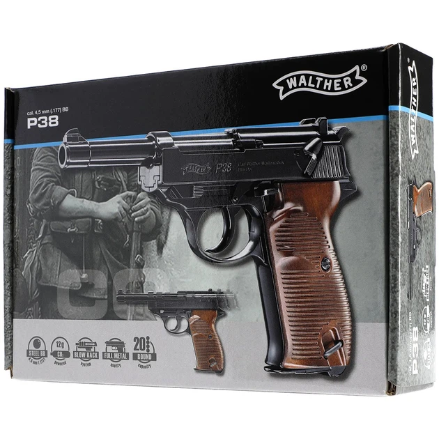 Пістолет пневматичний Umarex Walther P38 Blowback 4,5 мм 5.8089 - Фото 8 Пістолет пневматичний Umarex Walther P38 Blowback 4,5 мм 5.8089 - изображение 8
