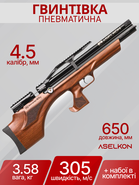 Пневматическая винтовка PCP Aselkon MX10-S Wood 4.5 мм 1003378 - изображение 2