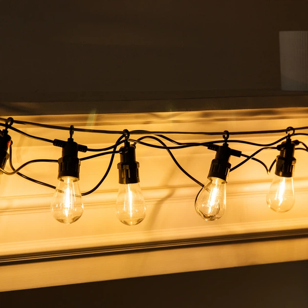 Гирлянда уличная светодиодная GarlandoPro S14Y в стиле ретро на 10 LED 5 м теплый белый (132-107-S14Y) - Фото 2 Гирлянда уличная светодиодная GarlandoPro S14Y в стиле ретро на 10 LED 5 м теплый белый (132-107-S14Y) - изображение 2