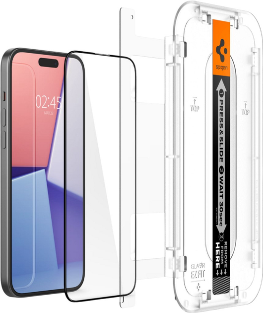 Захисне скло Spigen Glas.tR EZ Fit Full Cover для Apple iPhone 15 Black (8809896752299) - зображення 4
