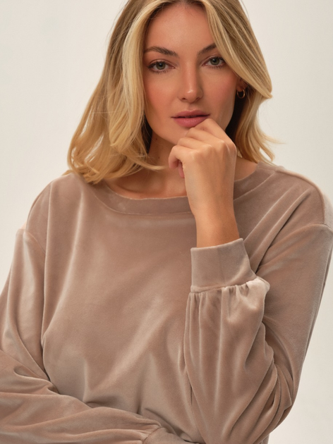 Піжама (кофта + штани) жіноча тепла велюрова Esotiq 42088-80X S Бежева (5903972327470) - зображення 5