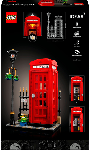 Zestaw klocków LEGO Ideas Czerwona londyńska budka telefoniczna 1460 elementów (21347) - obraz 3
