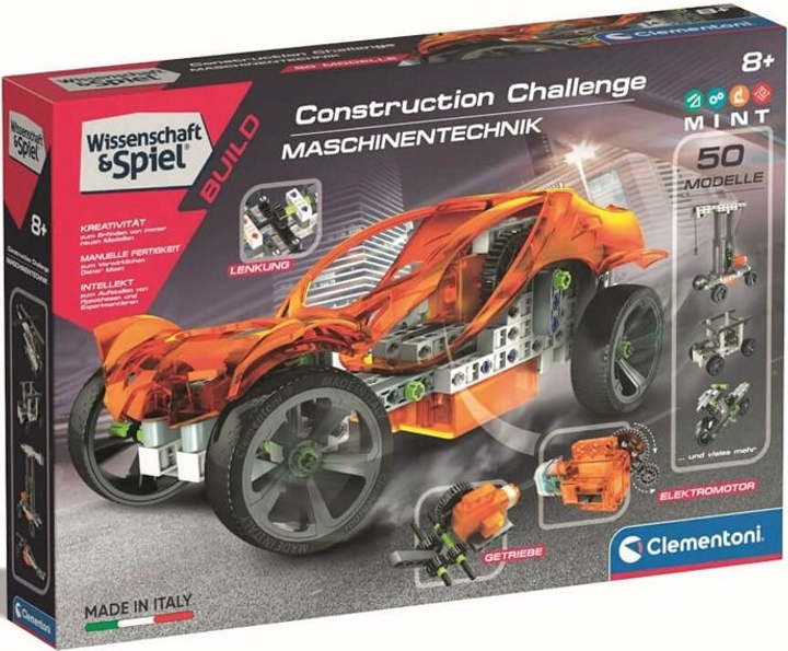 Klocki konstrukcyjne Clementoni Construction Challenge Machine Technology 250 szt. (8005125592852) - obraz 1