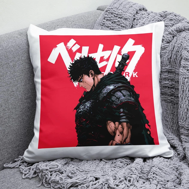 Плюшевая подушка аниме Берсерк Berserk квадрат 35х35 см белая - Фото 1 Плюшевая подушка аниме Берсерк Berserk квадрат 35х35 см белая - изображение 1