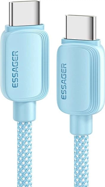Кабель ESSAGER Breeze USB Cable Type C to Type C 2метри 100W Blue - Фото 3 Кабель ESSAGER Breeze USB Cable Type C to Type C 2метри 100W Blue - изображение 3