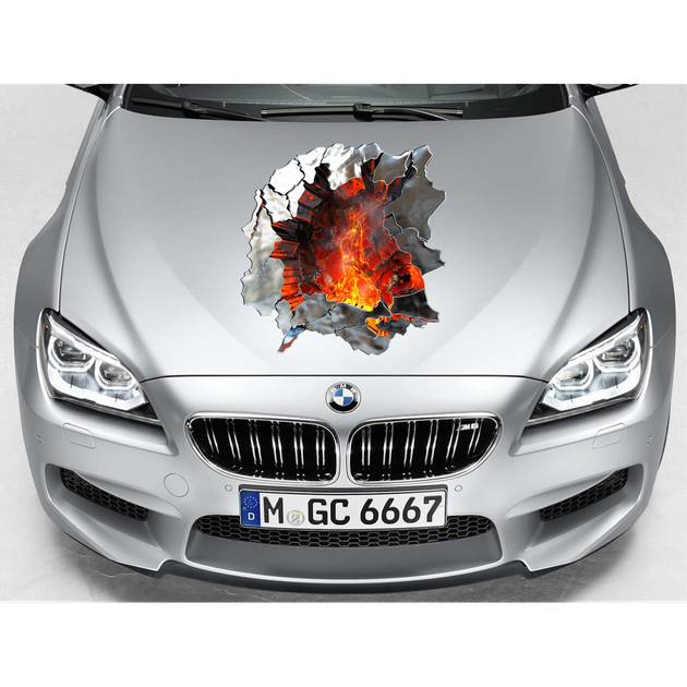 3D наклейка "Лавовый разлом" для авто, водостойкая, 15*15 см - изображение 6
