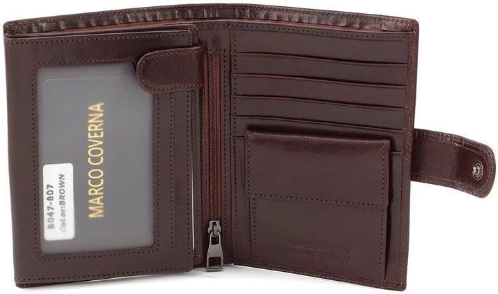 Шкіряне портмоне з кишенями для документів Marco Coverna BK010-807 Brown - Фото 2 Шкіряне портмоне з кишенями для документів Marco Coverna BK010-807 Brown - зображення 2