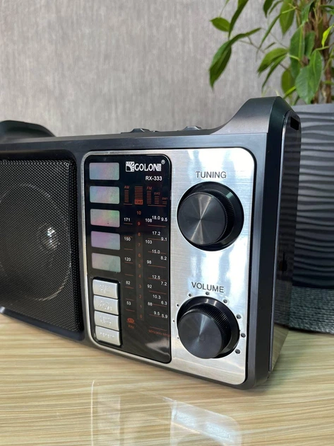 Радіоприймач від мережі з акумулятором і роз'ємом під батарейки, USB, SD і ліхтариком GOLON RX — 333 Дерево - зображення 5