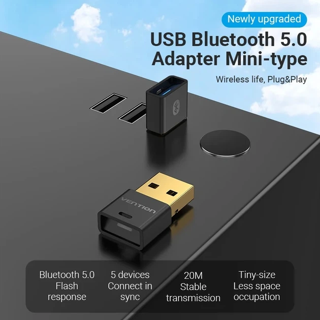 Bluetooth адаптер Vention BT5.1 USB Apt-X RTL CD Black (NAFB0) - изображение 7