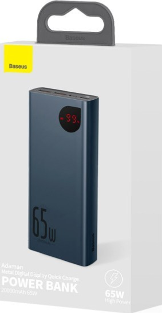 УМБ Baseus Adman metal Digital display quick charging 20000 мАг 65 Вт Blue (PPIMDA-D03) - зображення 8