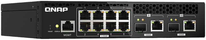 Комутатор QNAP Switch 1U 8x 2.5GbE (RJ45), 2x 10GbE SFP+/RJ45 Web Managed (QSW-M2108R-2C) - зображення 4