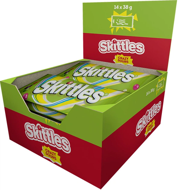 Упаковка драже Skittles Кисло микс 38 г x 14 шт (4009900456647) - Фото 1 Упаковка драже Skittles Кисло микс 38 г x 14 шт (4009900456647) - изображение 1