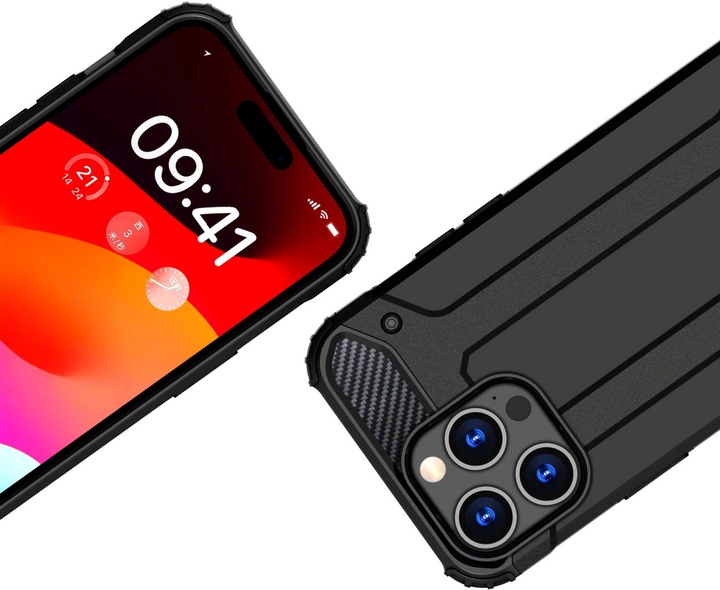Etui plecki Hurtel Hybrid Armor do Apple iPhone 15 Pro Max Black (9145576280522) - obraz 3