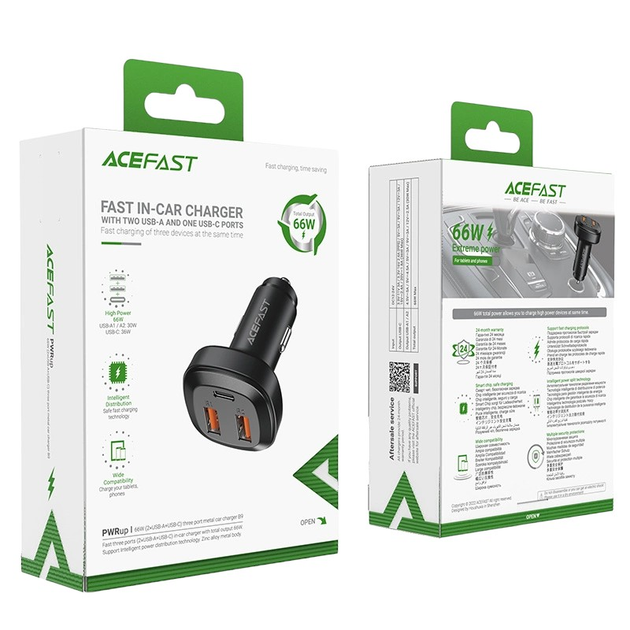 Ładowarka samochodowa Acefast B9 66W 2xUSB-A Black (6974316281726) - obraz 4