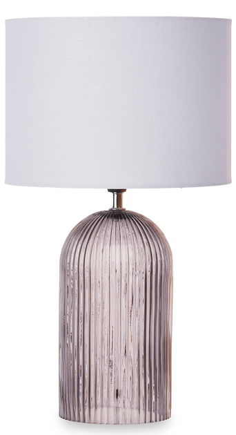 Lampa stołowa Giftdecor z podstawą z ryflowanego szkła Lines 25 cm Grey (8430852914880) - obraz 1