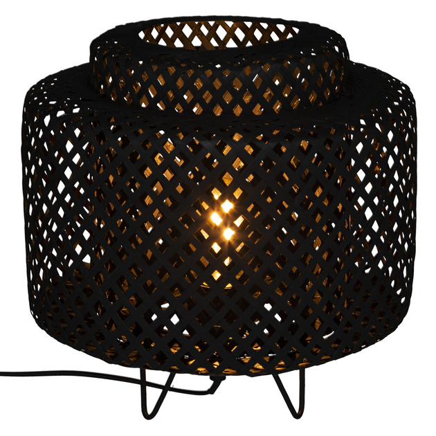 Lampa stołowa Atmosphera Liby w stylu boho z bambusowym plecionką 25 cm Black (3560231532475) - obraz 2