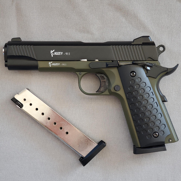 Стартовий пістолет Kuzey 911 зелений (модель Colt 1911) - зображення 1