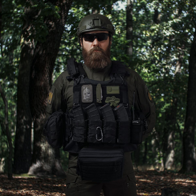 Комплект снаряжения Vest Ukrarmor Full (based on IBV) L/XL 2-го класса защиты. Черный - изображение 2