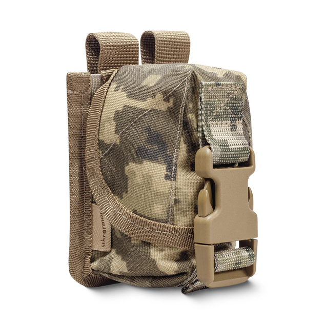 Підсумок під гранату. Ukrarmor Кріплення Molle. Cordura 500D. Піксель (мм-14) 10×9×6 см - зображення 1