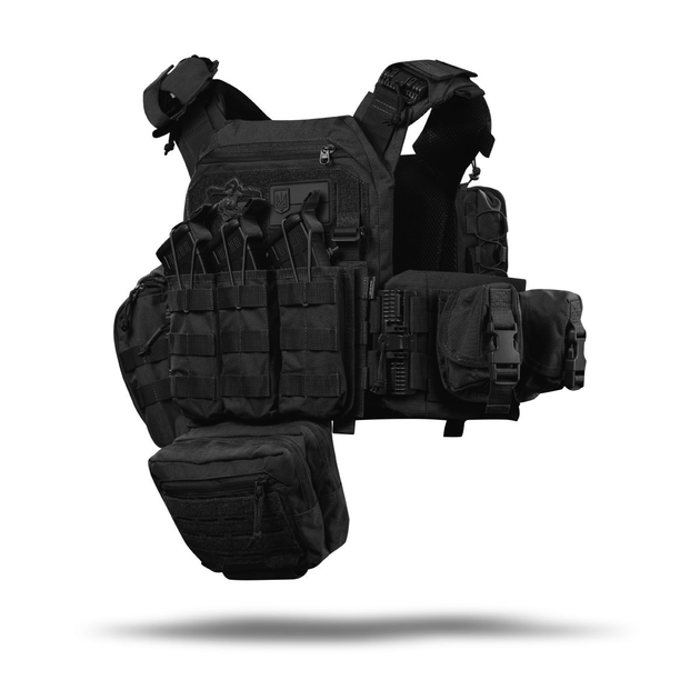 Комплект спорядження Commando Ukrarmor Elite Tactical Assault Kit. Під 27х35.5 см бронеплити. Чорний - зображення 1