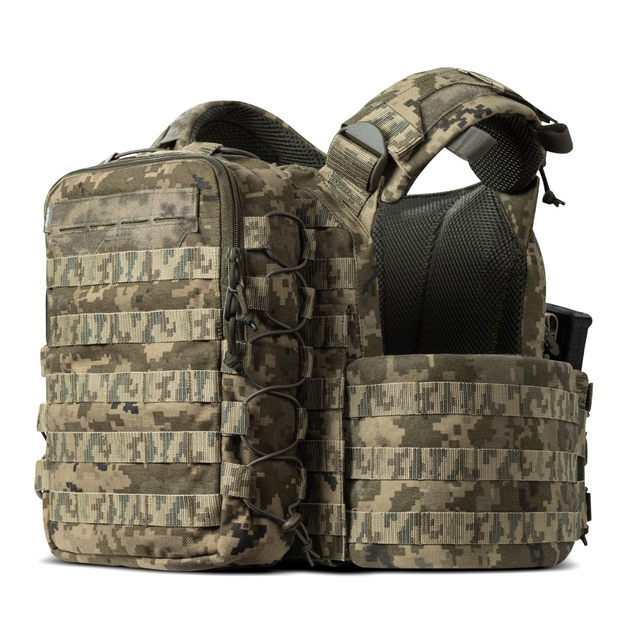 Тактичний рюкзак на Ukrarmor 10 л. Кріплення Molle. Cordura 1000D. Піксель (мм-14) 30 x 20 x 8 см - зображення 2