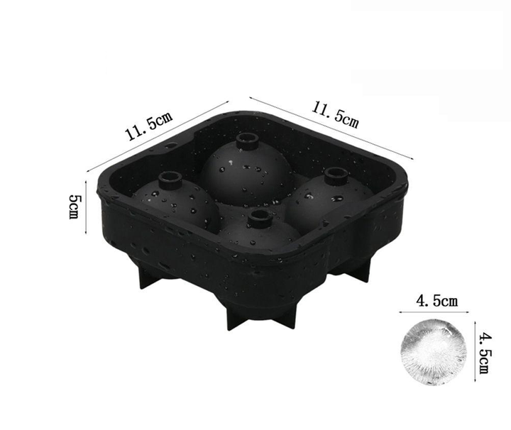 Форма силиконовая для льда Шарики 4 ячейки 4.5см двойная Ice Ball для напитков - изображение 7