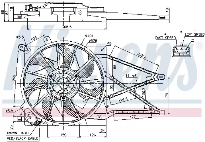 Вентилятор охолодження двигуна OPEL ASTRA G (98-), NISSENS (85185) - зображення 1