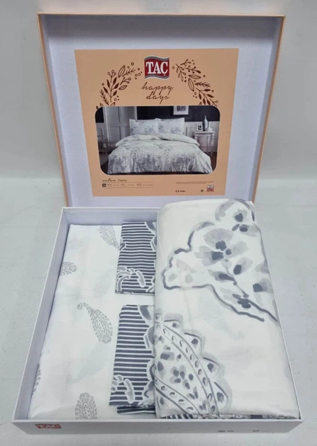 Двуспальный Евро комплект TAC Paisley Indigo Сатин 200х220 см наволочки 2 х 50х70 см - Фото 2 Двуспальный Евро комплект TAC Paisley Indigo Сатин 200х220 см наволочки 2 х 50х70 см - изображение 2