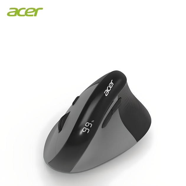 Вертикальна миша ACER OMR217 c комбінованим підключенням, дисплеєм та акумулятором, 4000DPI, чорно-сірий - зображення 3