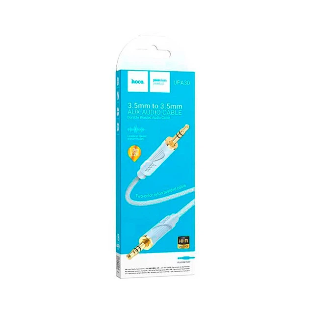 Кабель Hoco UPA30 audio cable AUX Jack 3.5 to Jack 3.5 1М Блакитний - изображение 2