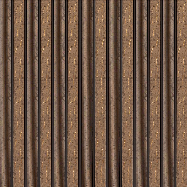 Декоративная PS рейка (пластиковая вагонка) 3Д настенная панель "NaturalCork" 2900*120*12 мм для стен и декора Коричневый с светло-коричневым - изображение 4