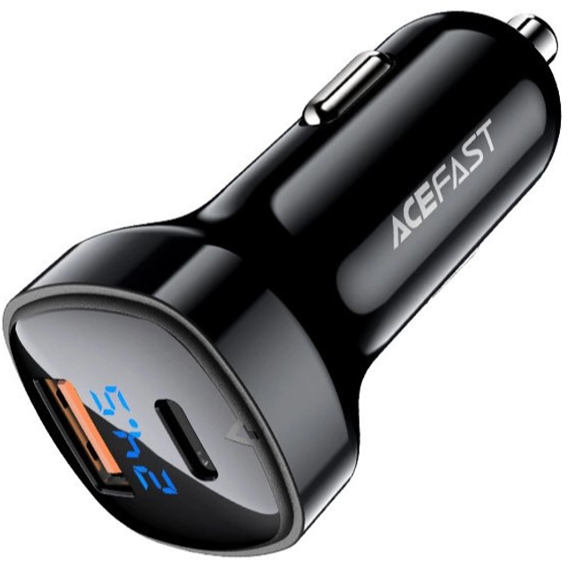 Автомобільний зарядний пристрій Acefast B4 66W USB-C+USB-A Black (6974316280392) - зображення 1