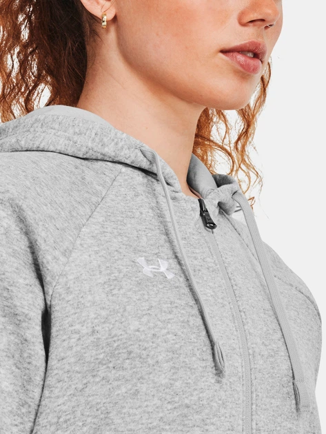 Толстовка на молнии утепленная с капюшоном женская Under Armour Ua Rival Fleece Fz Hoodie 1379497-012 L Серая (196883851157) - изображение 4