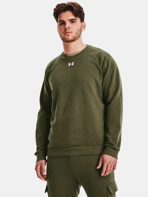 Акція на Світшот на флісі чоловічий Under Armour Ua Rival Fleece Crew 1379755-390 S Оливковий від Rozetka