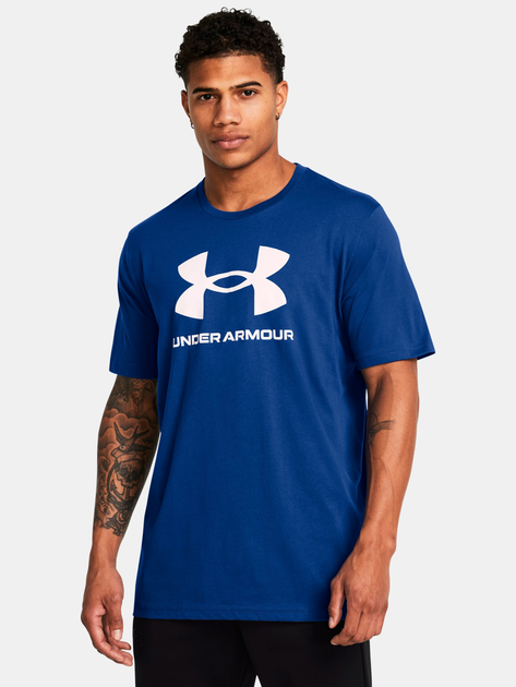 Акція на Футболка чоловіча Under Armour Ua Sportstyle Logo Update Ss 1382911-432 XL Синя від Rozetka