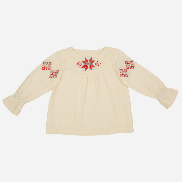 Детская вышиванка льняная для девочки Trendy Tot 03-01294 116 см Светло-молочная (2000073579531) 