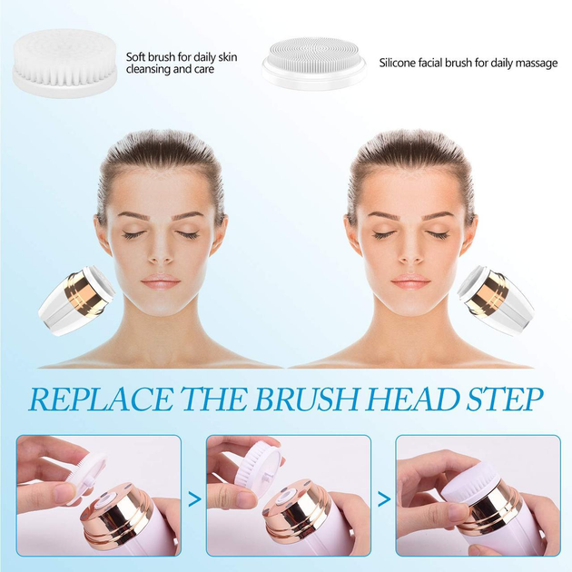 Массажная Сверхмягкая Щетка для лица Soniс Facial Cleansing Brush LT-606 с насадками 3 в 1 (040h) - изображение 2