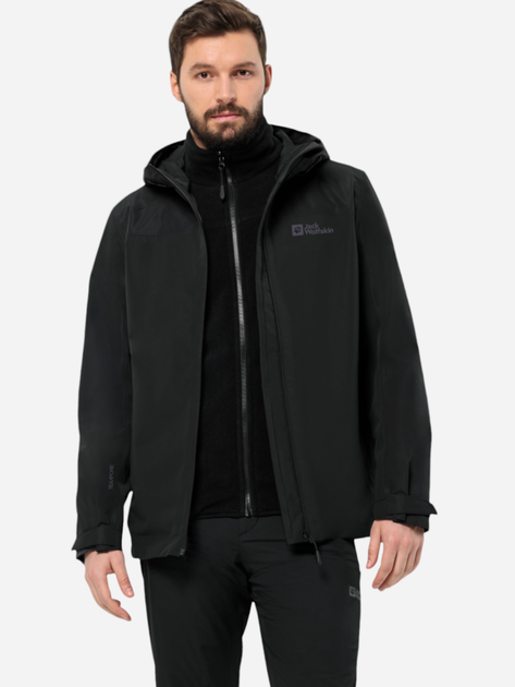 Kurtka przejściowa męska z kapturem Jack Wolfskin Taubenberg 3In1 Jkt M 1115311_6001 M Czarna (4064993830309) - obraz 1