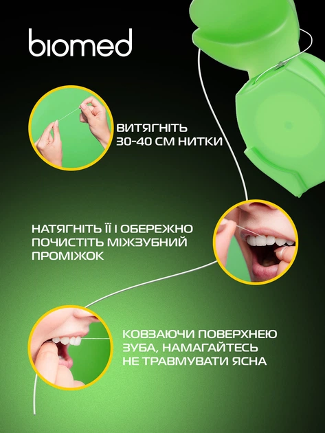 Комплексная зубная нить BioMed с ароматом мяты и юзу 50 м (7640168937249) - Фото 11 Комплексная зубная нить BioMed с ароматом мяты и юзу 50 м (7640168937249) - изображение 11