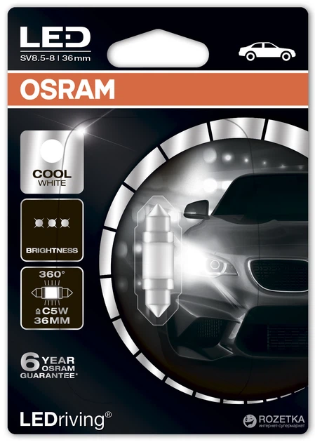 Автолампа Osram 6498CW-01B LED C5W 12V 1W 6000K  (6498CW-01B) - изображение 3